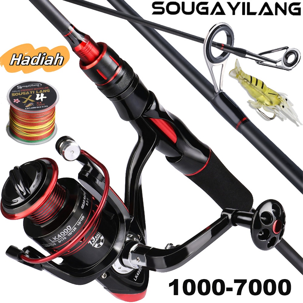 Sougayilang 1.8 Joran Pancing Set Reel Pancing Pancingan Set Lengkap 2 Bagian 13BB 5.2:1