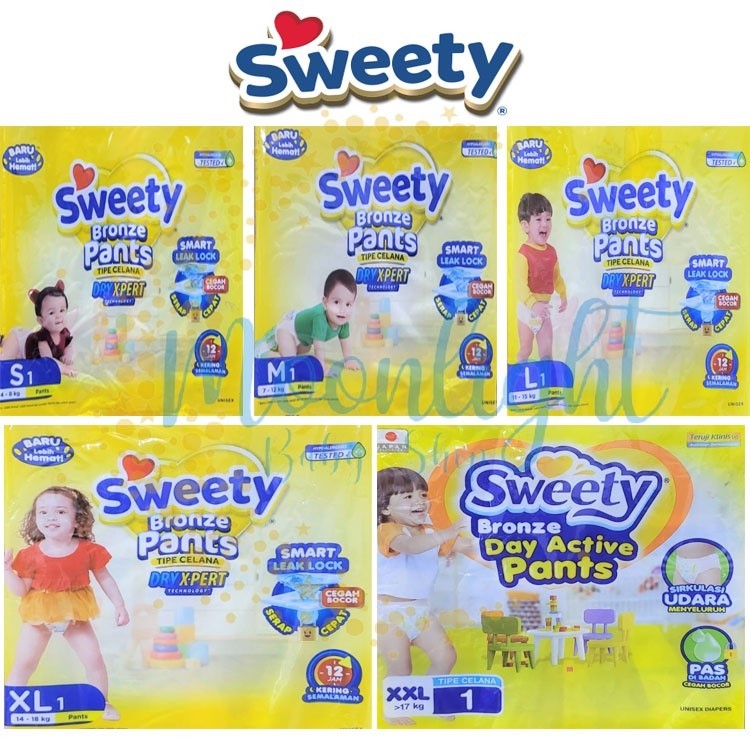 1 DUS Popok bayi SWEETY Bronze Comfort Pants NB44 S38 M32 L28 XL26 XXL24 isi 8 BAL