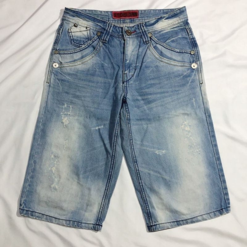 Celana Pendek Shortpants Jeans Crux Light Blue Washed Fading Original Second Preloved #CP28