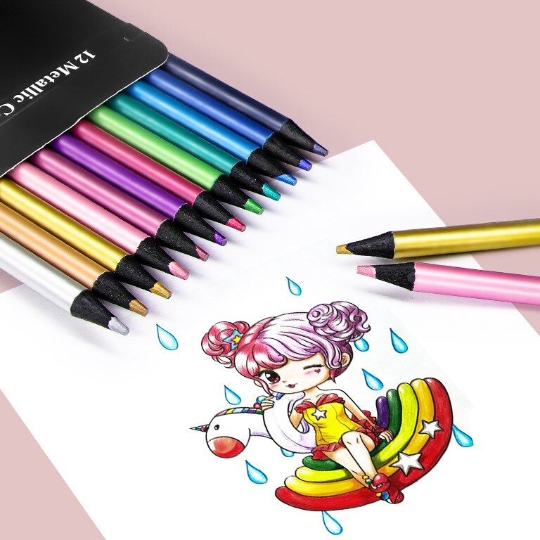 

KODE X19S Brutfuner 12pcs Metallic Colored Pencil Brutfuner Pensil Warna Metalik 12pcs