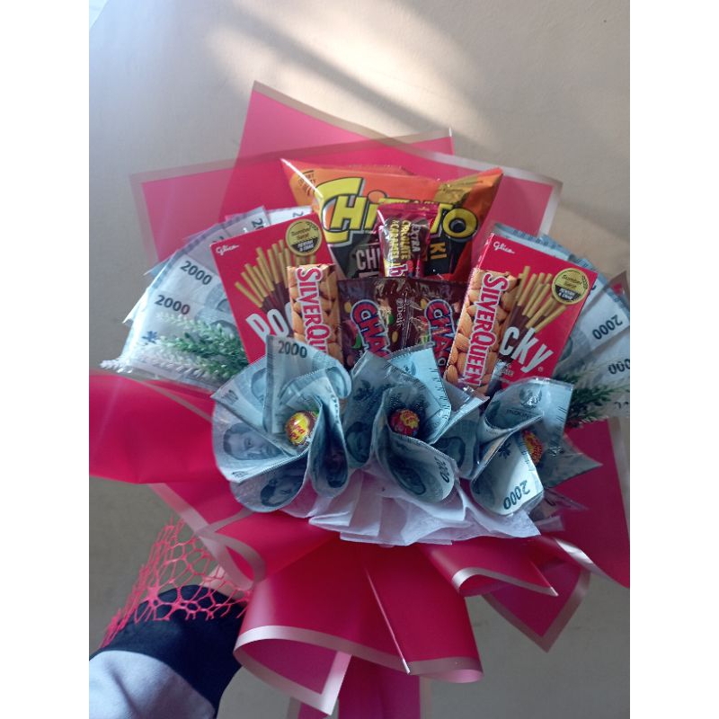 

bouquet uang dan snack