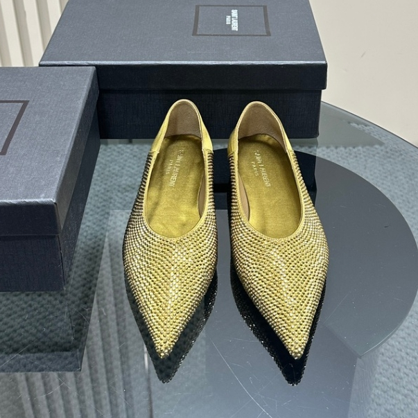 Saint Laurent pointy rhinestones ballet shoes