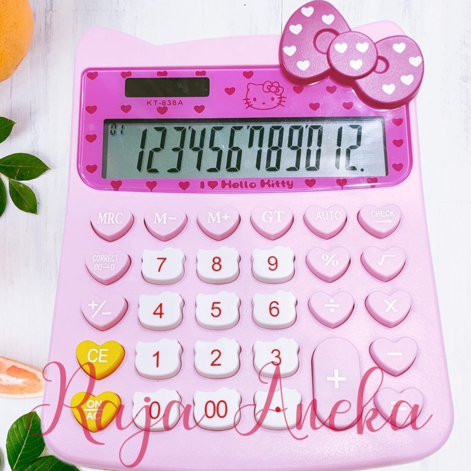 

Kalkulator Hello Kitty KT 838 A 12 digit cek ulang calculator check correct helo kity hk kitty KT838
