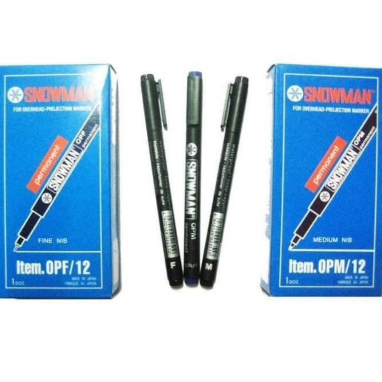

KODE B27L Spidol snowman permanent OHP F dan OHP M 1pak12pcs