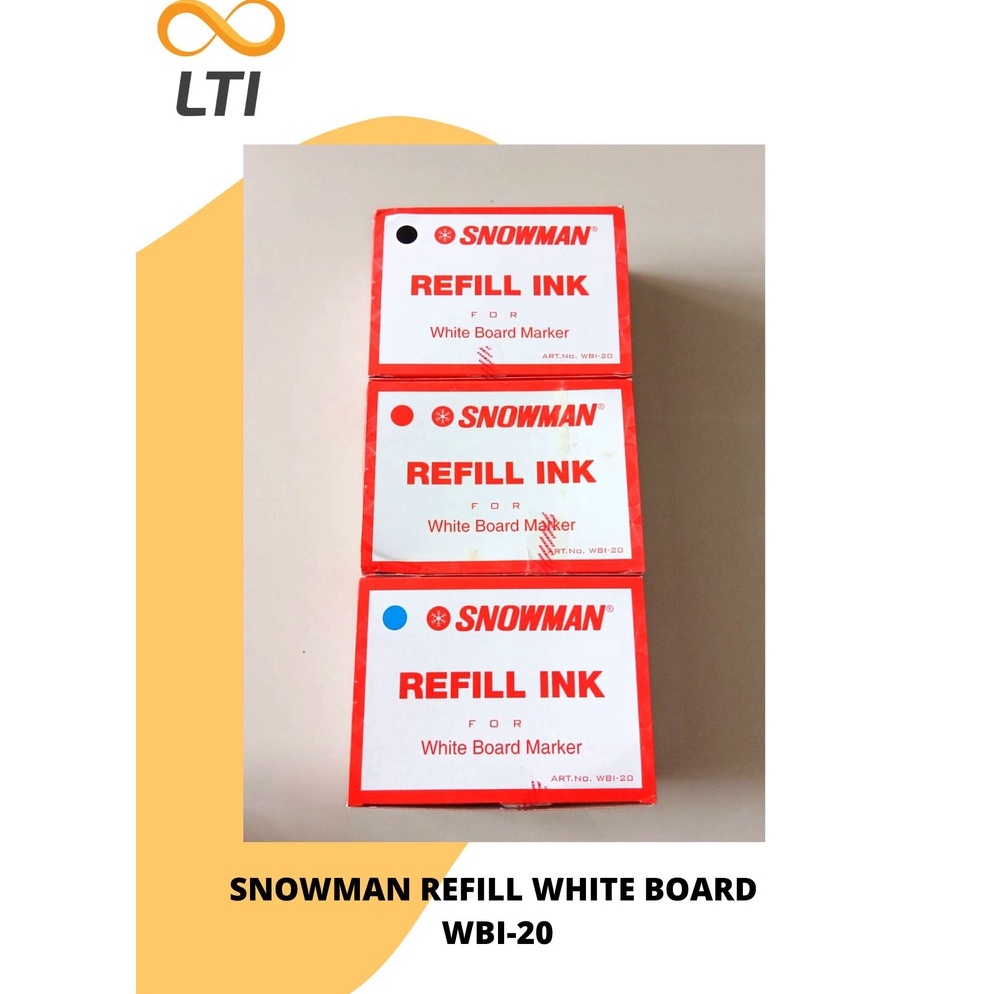 

KODE H89A Isi Refill Tinta Spidol White Board Snowman Hitam Biru Merah Box Isi 12