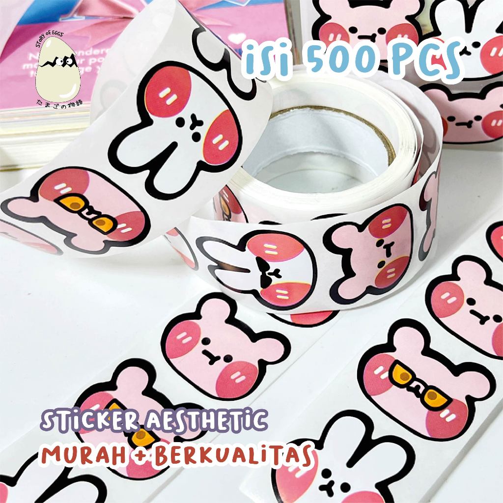 

500 pcs Sticker Roll Thank You stiker terima kasih Warna Seal Label Aesthetic Cute Sticker packaging