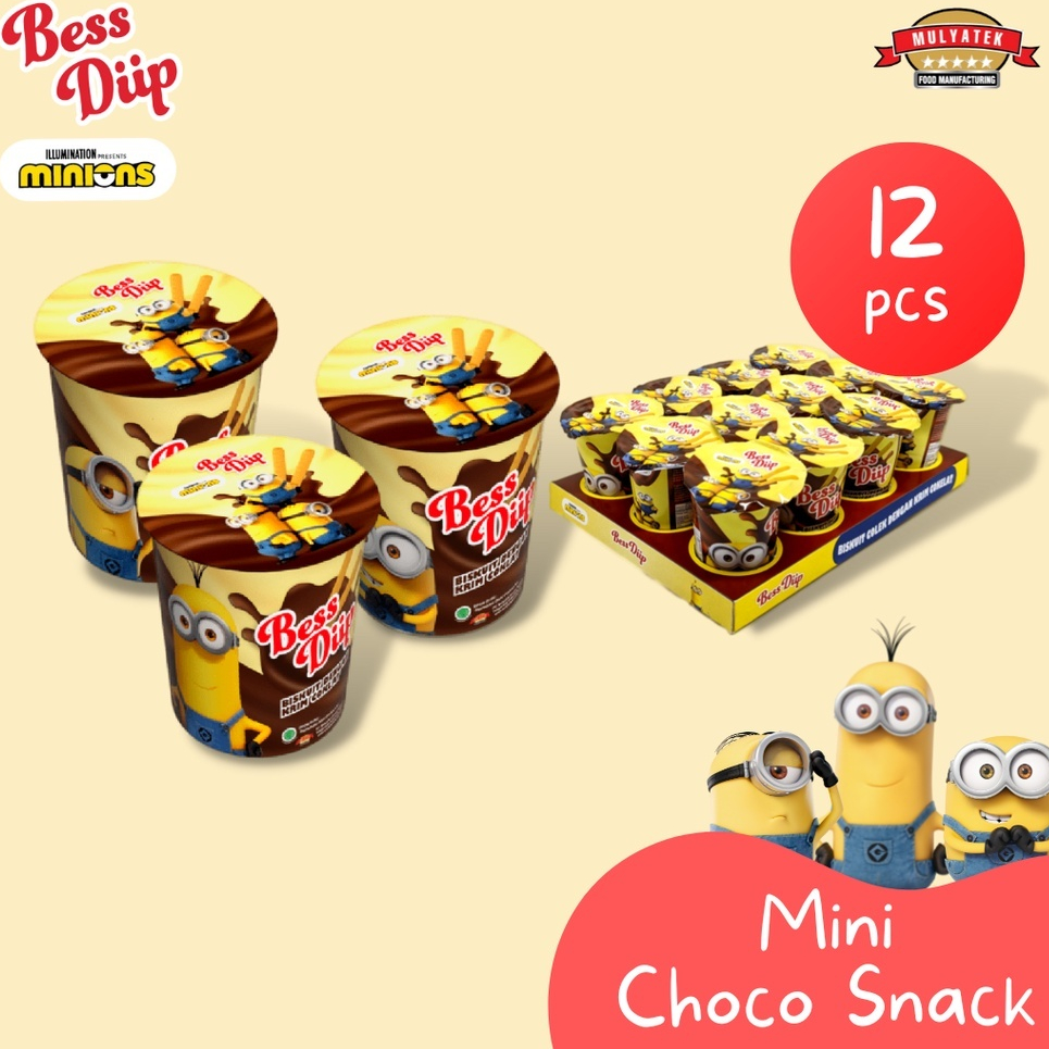 

[HALAL] Bess Diip Choco Minion Snack Mini isi 12pc / Cokelat Biskuit Nyam Nyam