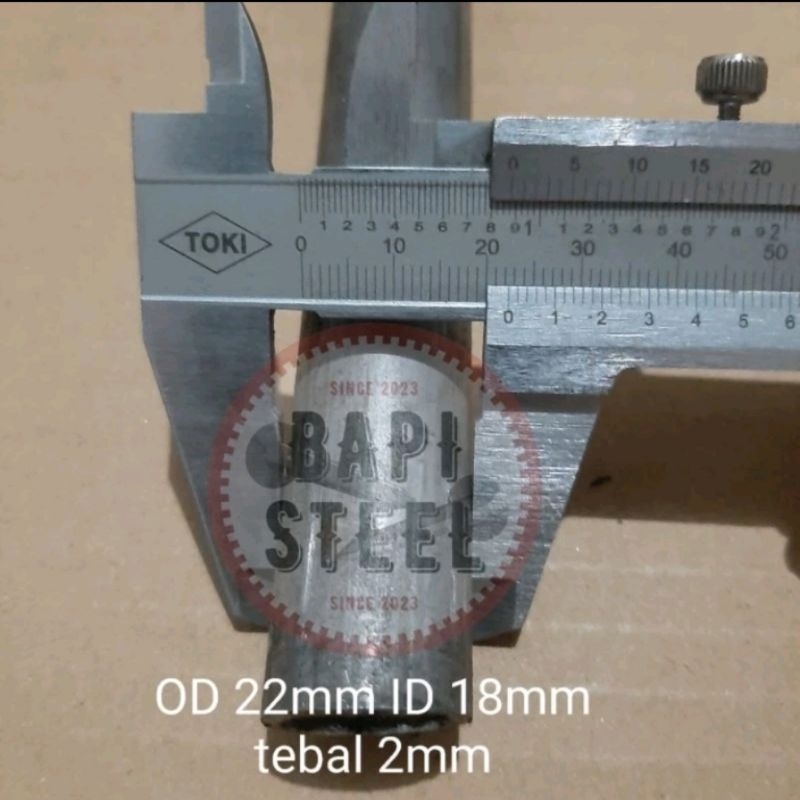 pipa besi seamlesa OD 22mm ID 18mm tebal 2mm