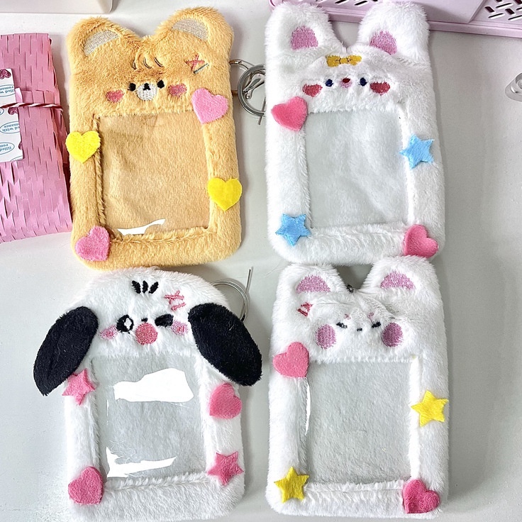 

Tempat Kelinci Mewah Lucu Dengan Gantungan Kunci Pelindung Kartu ID Bank 3inch Idol Photo Pelindung Case Alat Tulis Siswa