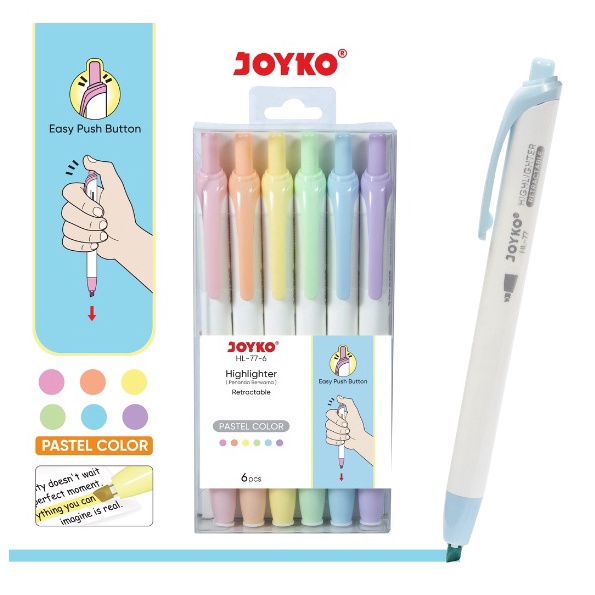 

KODE W47E Penanda Berwarna Highlighter Joyko HL776 Warna Pastel Color