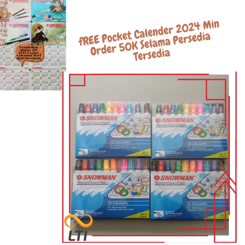 

KODE B98R Spidol Snowman White Board 1 Warna BG 12