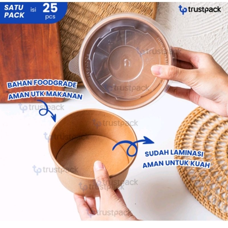 25pcs Paper Bowl 500ml & tutup