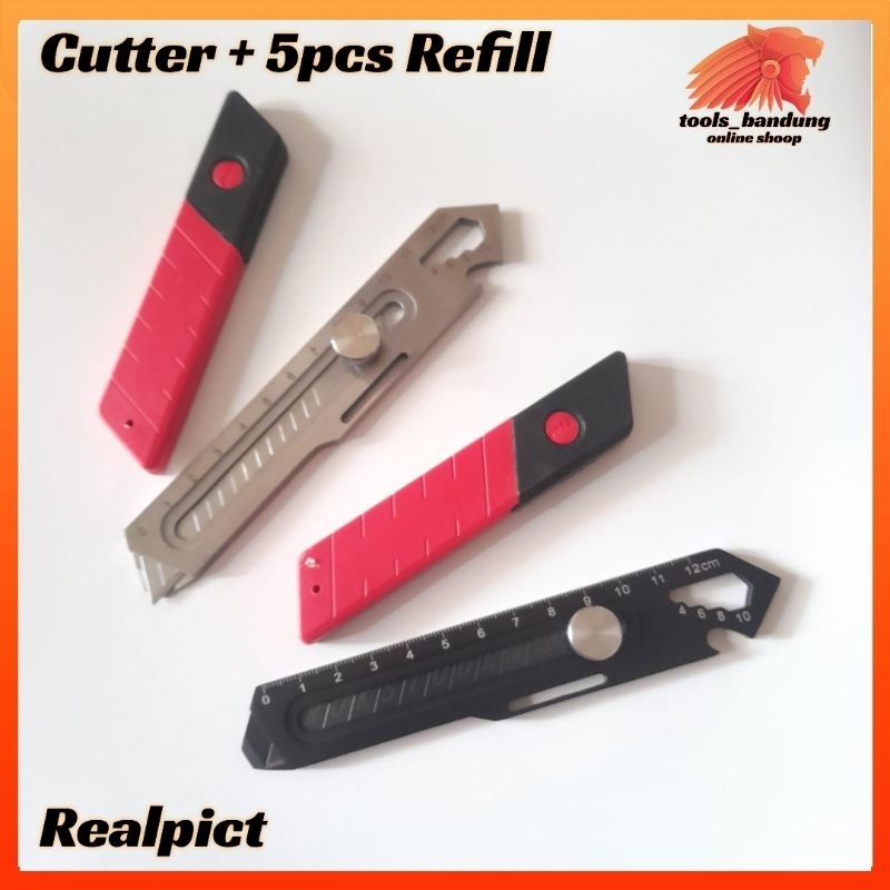 

Pisau Cutter Stainless 6 in 1 Plus 5pcs Pisau Set Cutter Multifungsi Anti Karat