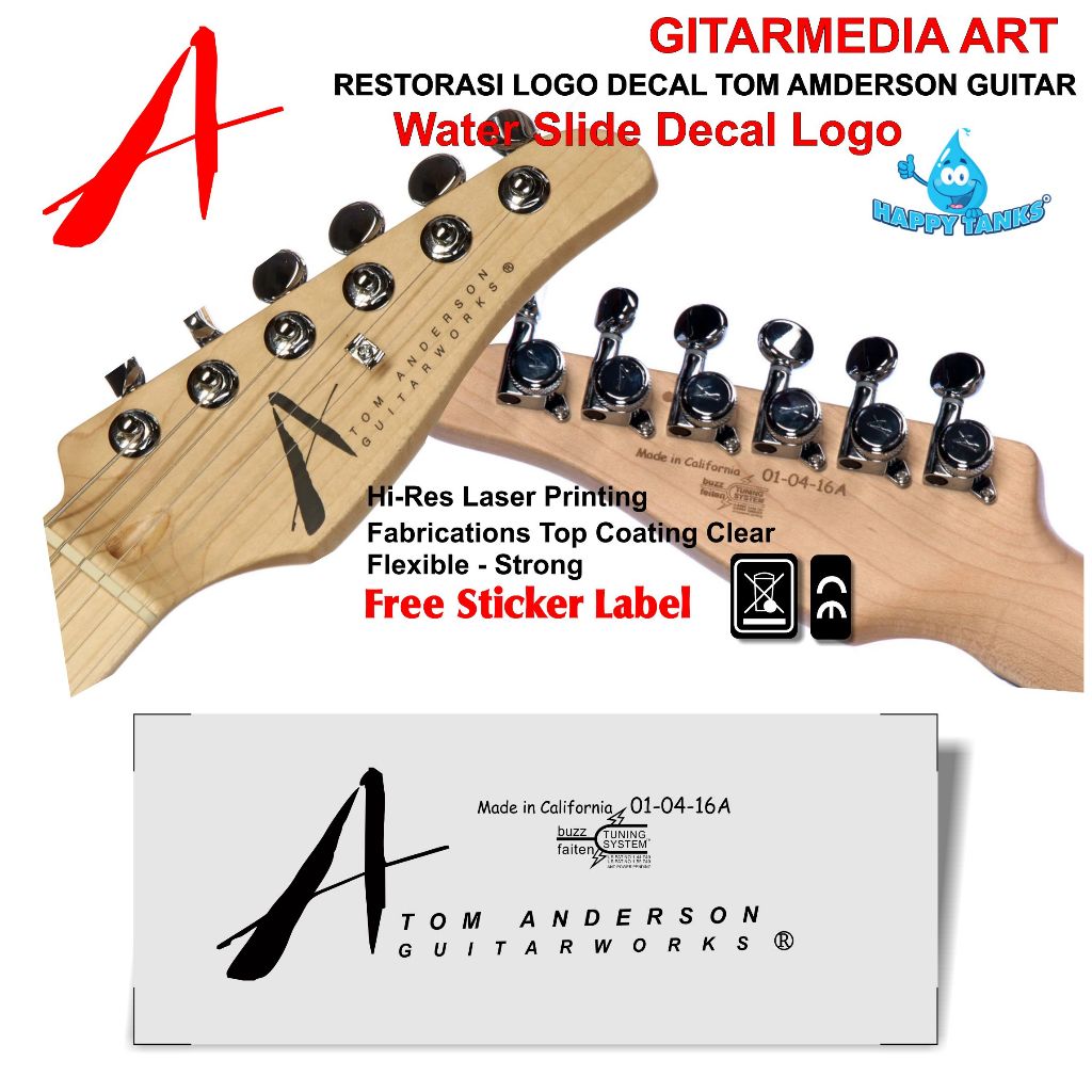 logo gitar tom anderson_decal water slide gitar  tom Anderson