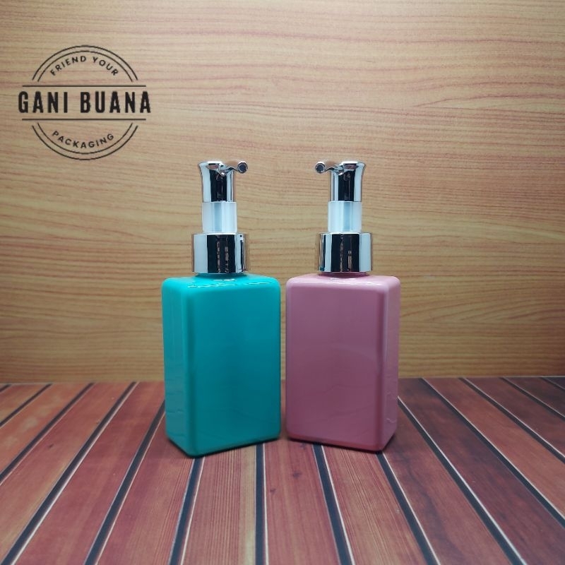BOTOL PUMP 100ML KOTAK TUTUP PUMP CLIP OIL SILVER/BOTOL PUMP 100ML KOTAK PET