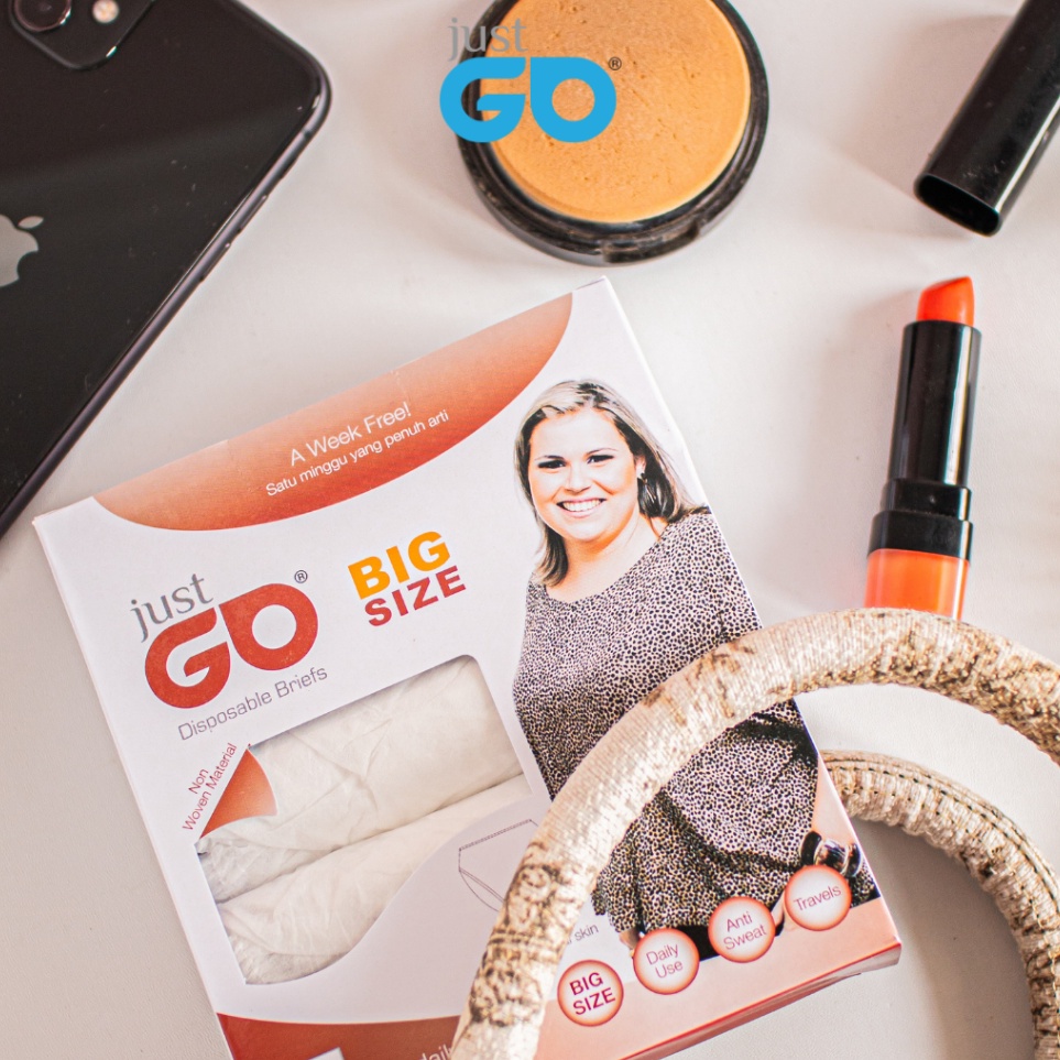 JustGo Disposable Underwear Ladies BIG size travel spa hamil umrah Jumbo