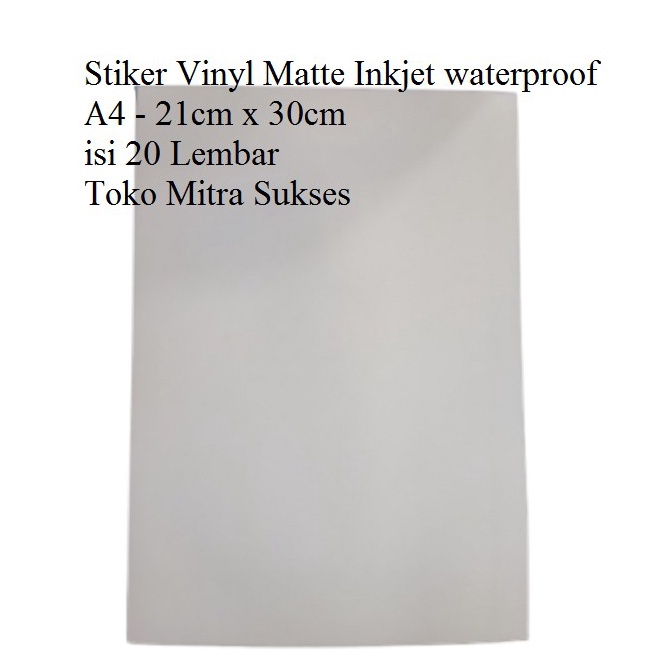 

Stiker Vinyl Matte Inkjet Waterproof A4