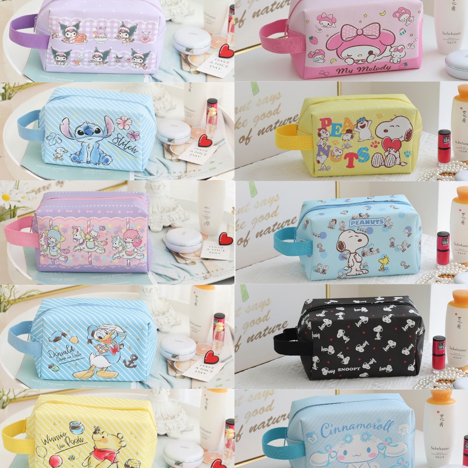 

Modern Pouch kosmetik pencil case serbaa hello kitty melody cinnamoroll badtzmaru kuromi pompompurin pooh ariel stitch