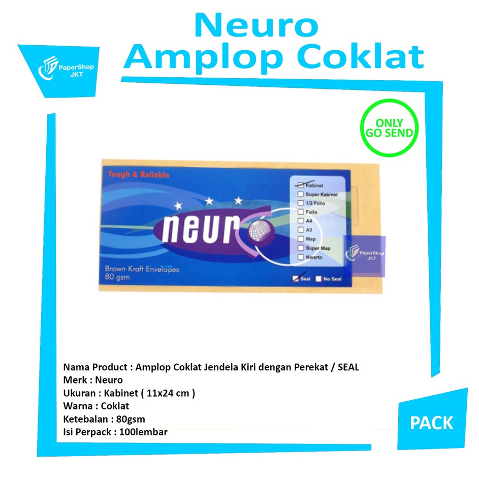 

NEURO Amplop Coklat Ukuran Kabinet Jendela Kiri Seal 11 x 24 cm Pack