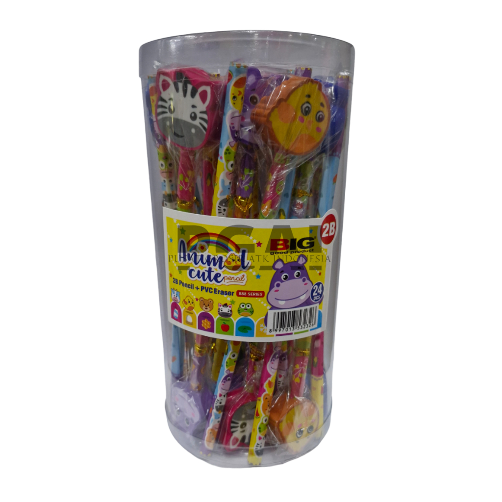 

PENSIL PENCIL 2B BIG ADA PENGHAPUS NYA STATIONERY ANIMAL CUTE 1 KALENG ISI 28 PCS PS-888