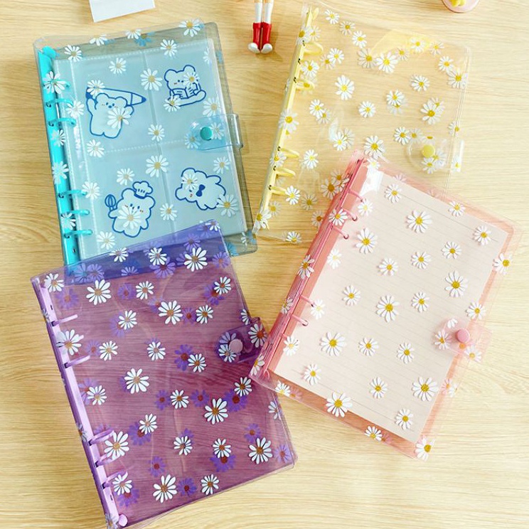 Binder A5 Daisy Transparan 6 Ring Binder Kuliah Binder Cover Binder Tabungan Binder Keuangan