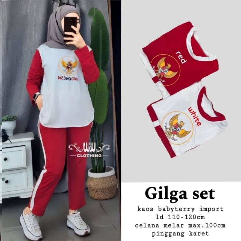 GILGA SET HY WW CLOTHING MAT BABYTERRY PREMIUM SIZE JUMBO BAJU SET HUT KEMERDEKAAN