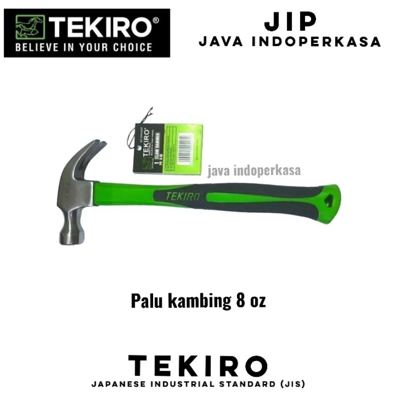 TEKIRO palu kambing 8 oz with magnet gagang fiber / palu besi / bisa cabut paku / martil