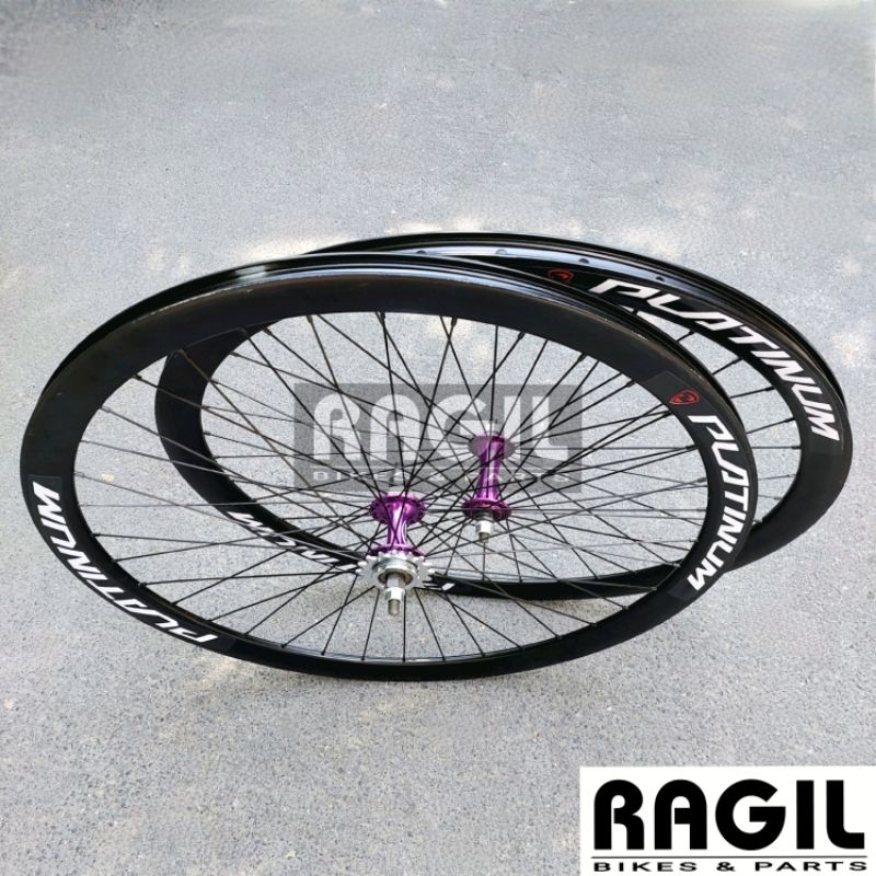 WHEELSET SEPEDA 700C DOLTRAP PLATINUM 3CM 4CM 5CM 700 C VELG RIMS RIM 36 HOLE 36H HUB FREEHUB FIXED 