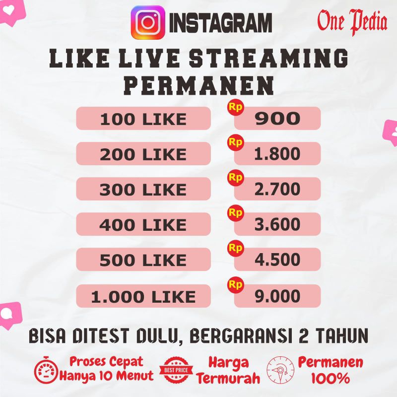 Like live streaming Instagram Real Aktif Permanen Bisa DiTest Dulu Bergaransi 2 Tahun