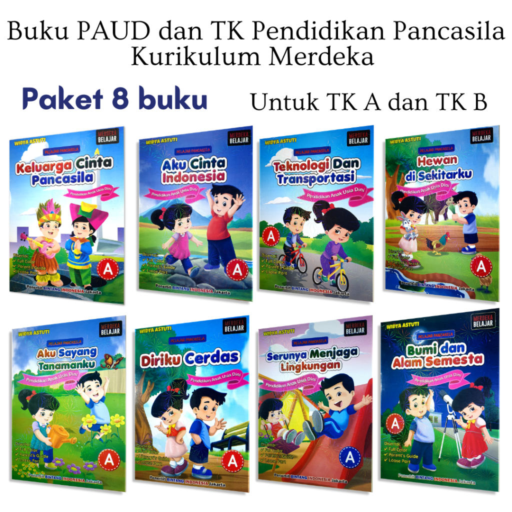 Buku PAUD dan TK Seri Pendidikan Pancasila Kurikulum Merdeka - Paket 8 buku tk A