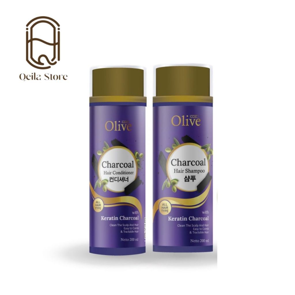 QEILA - SYB COE OLIVE CHARCOAL HAIR CONDITIONER & SHAMPOO 200 ML With Keratin Charcoal
