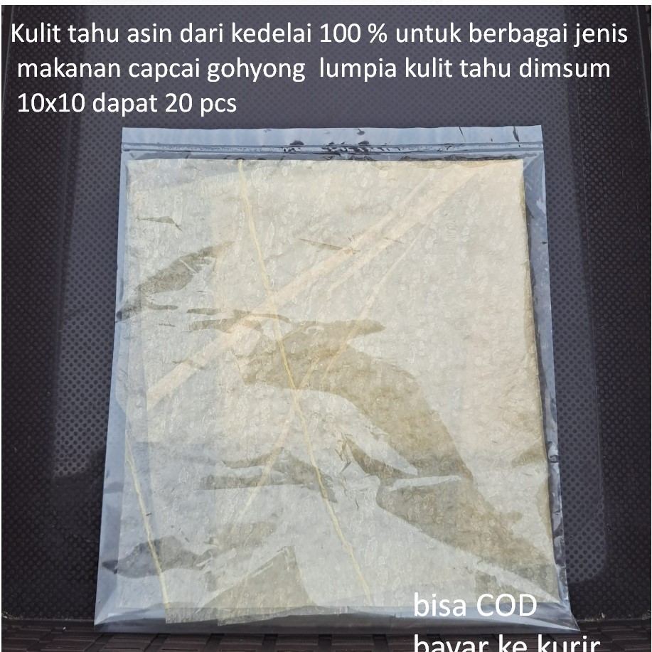 

Kulit tahu asin dari kedelai 100 % untuk berbagai jenis makanan capcai gohyong lumpia kulit tahu dimsum 10x10 dapat 20 pcs