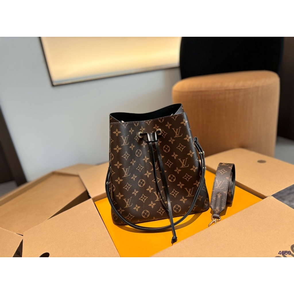 original Lv NEONOE Vuitton NéoNoé MM classic old flower drawstring LV bucket bag