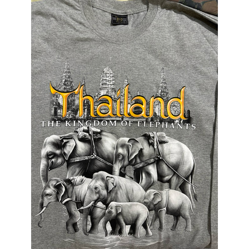 Kaos Thailand lengan panjang gambar gajah warna abu jumbo size