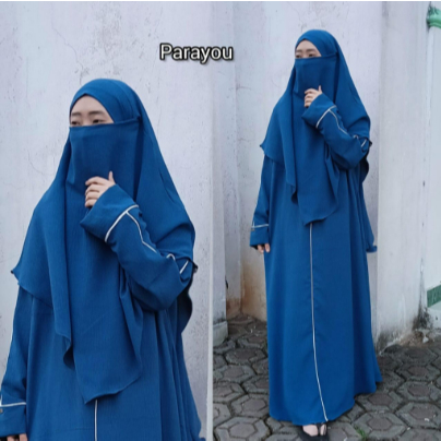 Halima Abaya Set Franch Khimar | Abaya Gamis Syar'i Set French Khimar | Abaya Syar'i