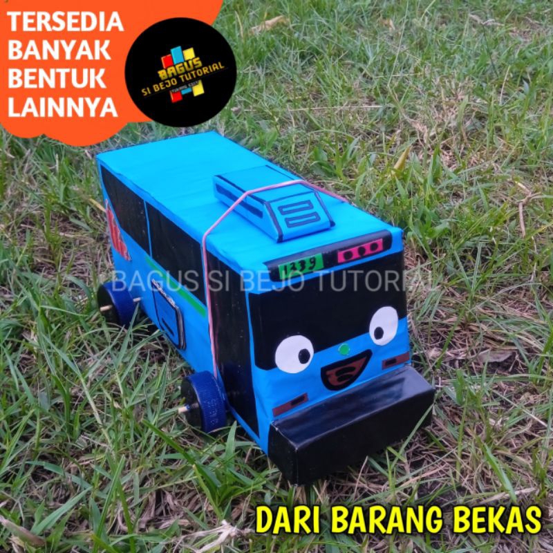 MOBIL MOBILAN BUS HEY TAYO KEREN PRAKARYA DARI KARDUS SEBAGAI TUGAS SEKOLAH