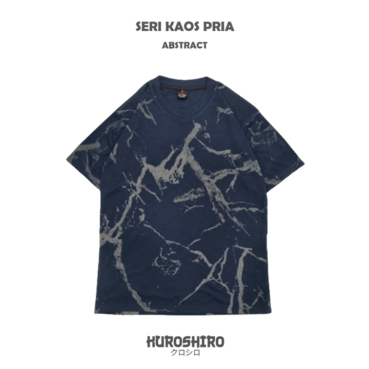 KUROSHIRO - Kaos Laki Laki Abstract Baju Pria Dewasa-NAVY