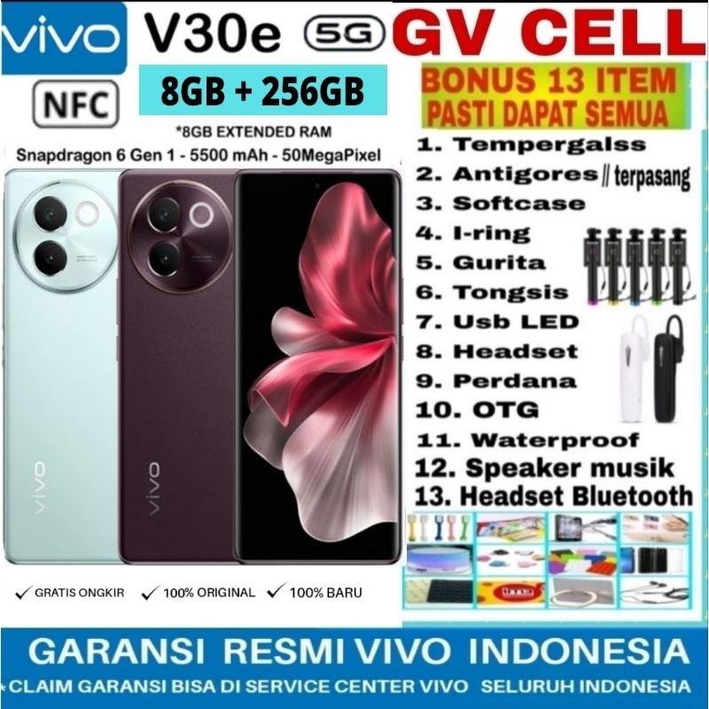 VIVO V30E 5G NFC 8/256GB RAM 8GB ROM 256GB & 8/128GB GARANSI RESMI VIVO INDONESIA