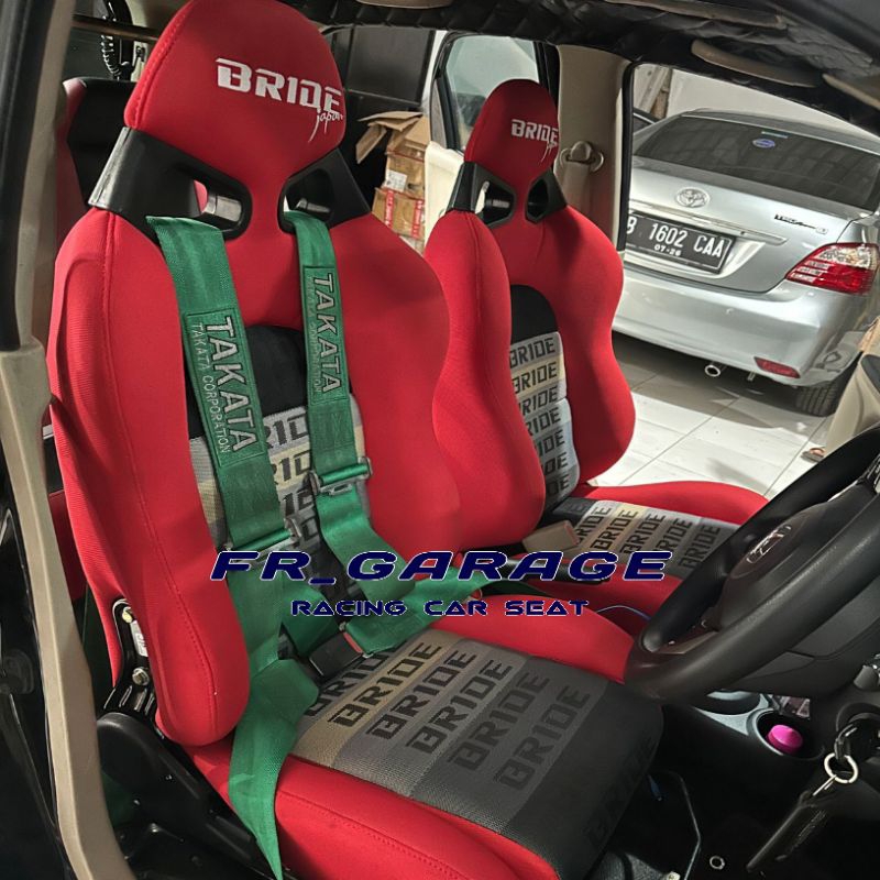 JOK MOBIL RACING BRIDE CUGA MERAH GRADASI ABU