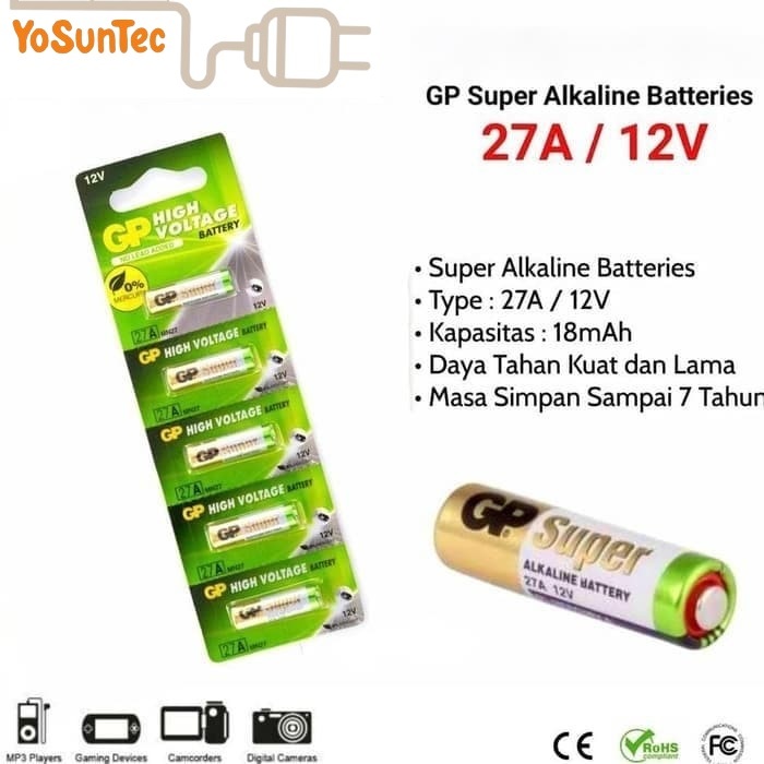 Baterai Battery Remote Alarm Mobil Bel GP 12V 27A A27 Ultra Super Alkaline