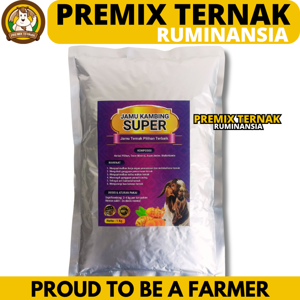 JAMU KAMBING SUPER 1 KG - Jamu Penggemuk Kambing - Meningkatkan Nafsu Makan, Kesehatan & Produksivit