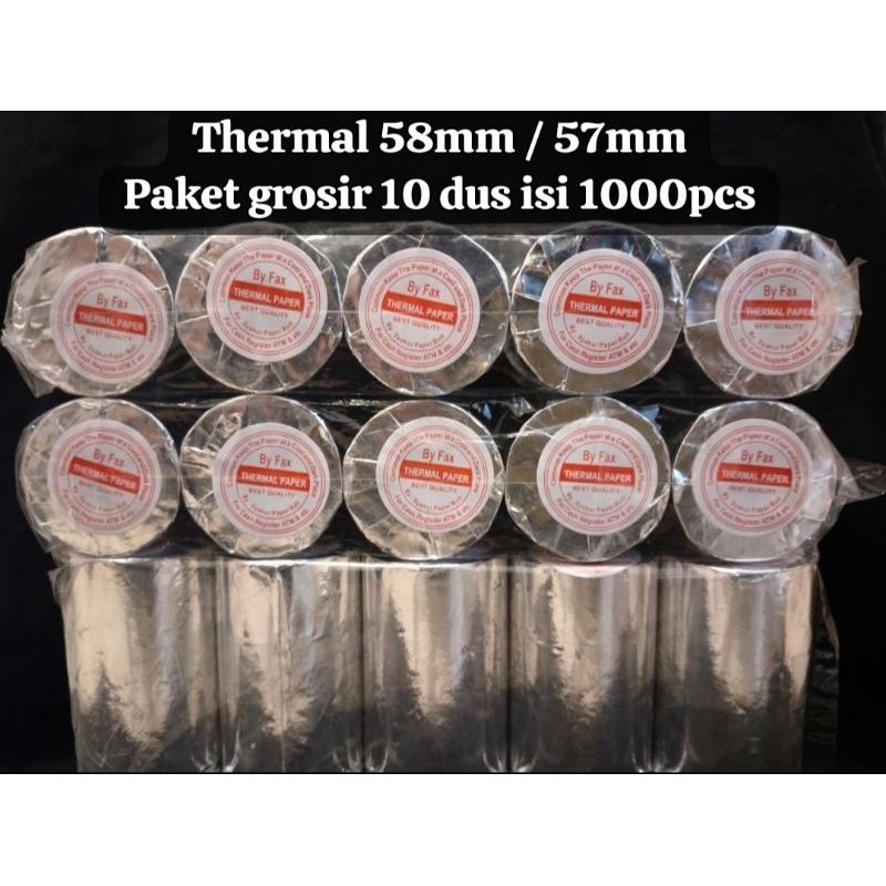 

Kertas kasir thermal 58x40mm paket grosir 1000 Roll ( 10 Dus)