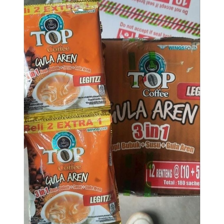 

kReady Top Coffee Gula aren Legitz Varian baru 1renceng isi 15 Sachet Kopi Hitz E55