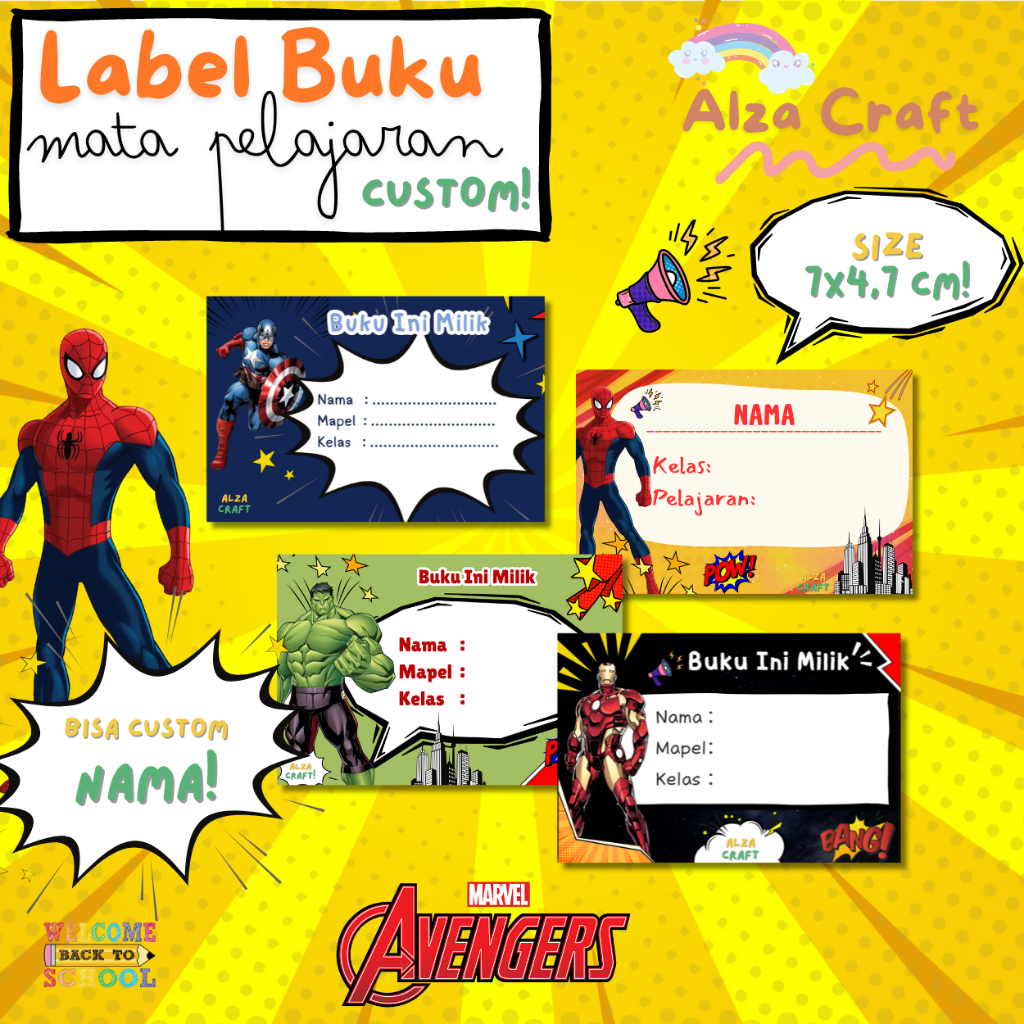 

LABEL BUKU PELAJARAN CUSTOM | STICKER BUKU MATA PELAJARAN EDISI AVENGER