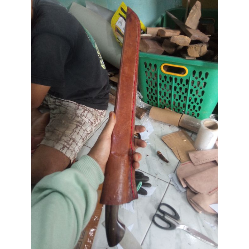 pisau sembelih asli baja bahan l6 panjang bilah 40 cm lebar 5cm tebal 3mm gagang model fulltang atau