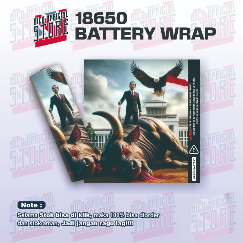 

FAMSTORE - Pelindung Baterai - Stikerskin Wrap Baterai 18650 Motif Prabowo Gibran Full Motif Desain Dan Anti Gores
