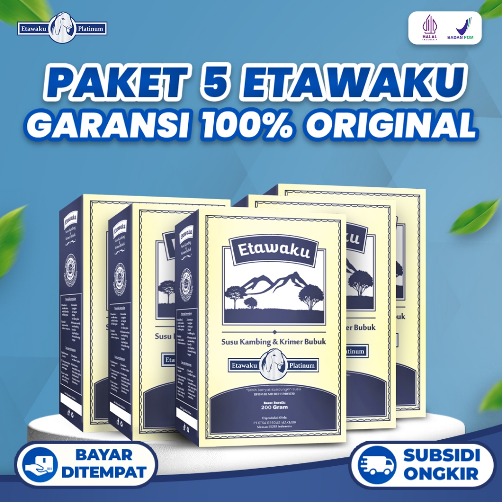 

ETAWAKU PLATINUM PROMO 5 BOX | Susu Kambing Etawa Ampuh Atasi Penyakit Pernafasan Menahun 200 gr