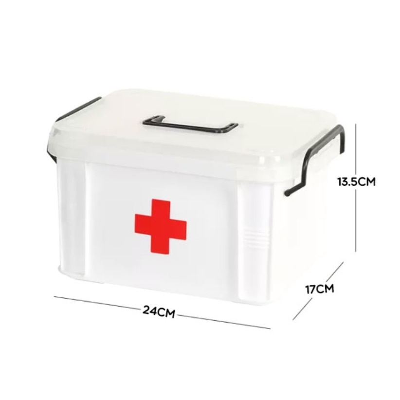 HARGA PROMO! MINISO Kotak Obat Rumah Kotak Penyimpanan Lapisan Ganda Medicine Box Organizer First Ai
