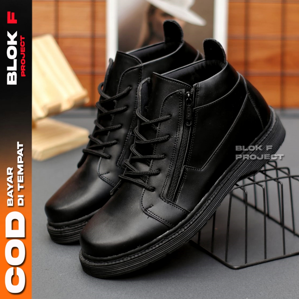 Minnesta Sepatu Boots Pria Hitam Casual Formal Kerja Kantor Kuliah Wisuda