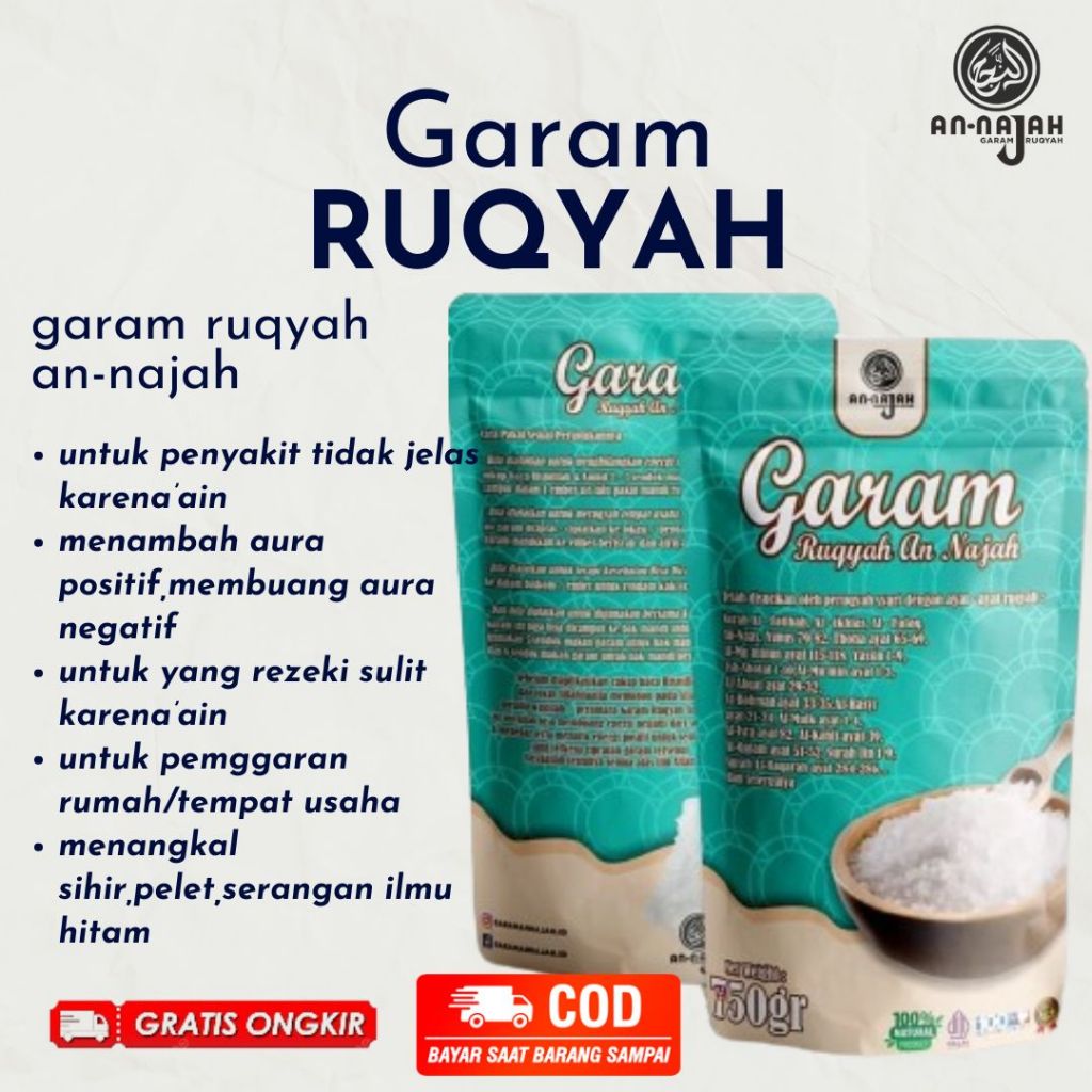

GARAM RUQYAH AN-NAJAH 100% halal-untuk yang susah mecari rezeki/jodoh/tempat kerja karena ain